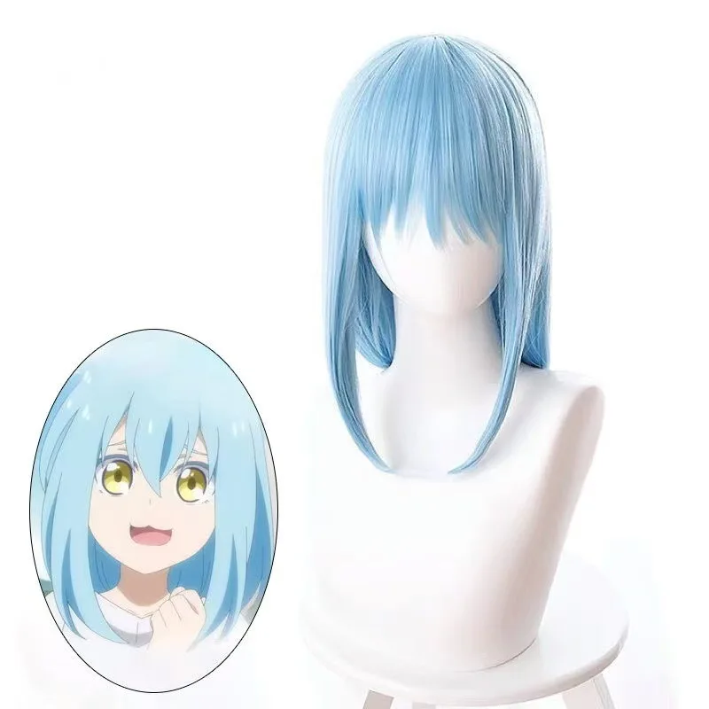 1, hellblaues Anime-Cosplay mit langem, glattem Haar über meine Reinkarnation als Slime, Limdew-Cosplay-Perücke