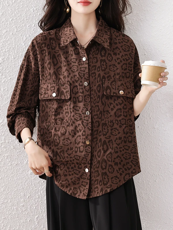 Abrigo irt informal largo Sve para mujer, estampado de leopardo, Irregular, resistente al agua, otoño, nuevo Sle, fibra de poliéster, longitud Regular