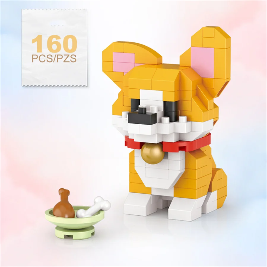 8 verschiedene Arten von niedlichen Tierfiguren: Mini-Kaninchen, Welpen, Katzen und Hunde – Bausteine zum Zusammenbauen, DIY-Spielzeug für Jungen und Mädchen, Geburtstagsgeschenk für Kinder. – Detail 8