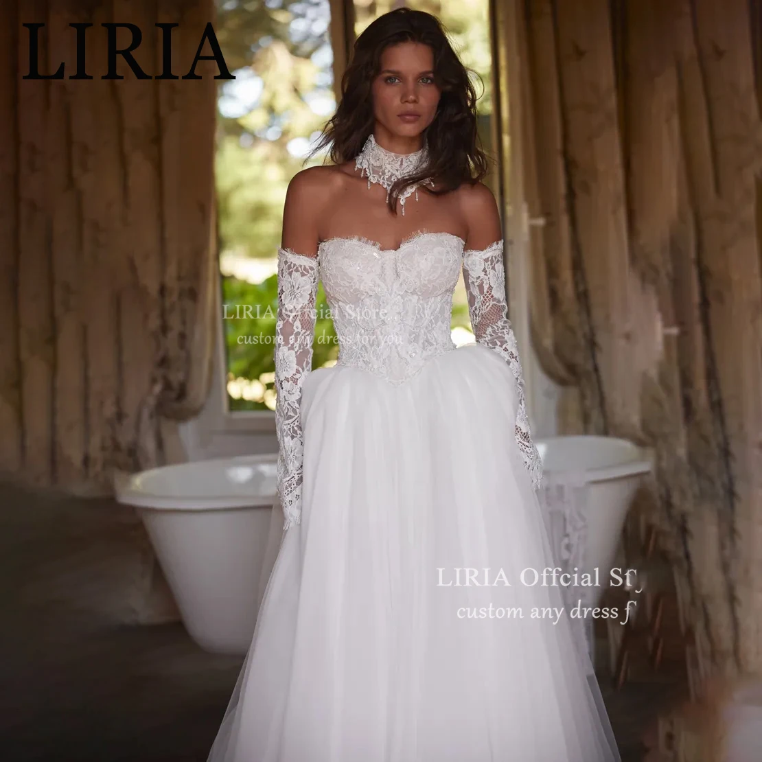 LIRIA Sleeveless Satin A-Line Wedding Dress for Women 2026 Square Collar Princess Customized Bride Party Gown Vestido De Novia