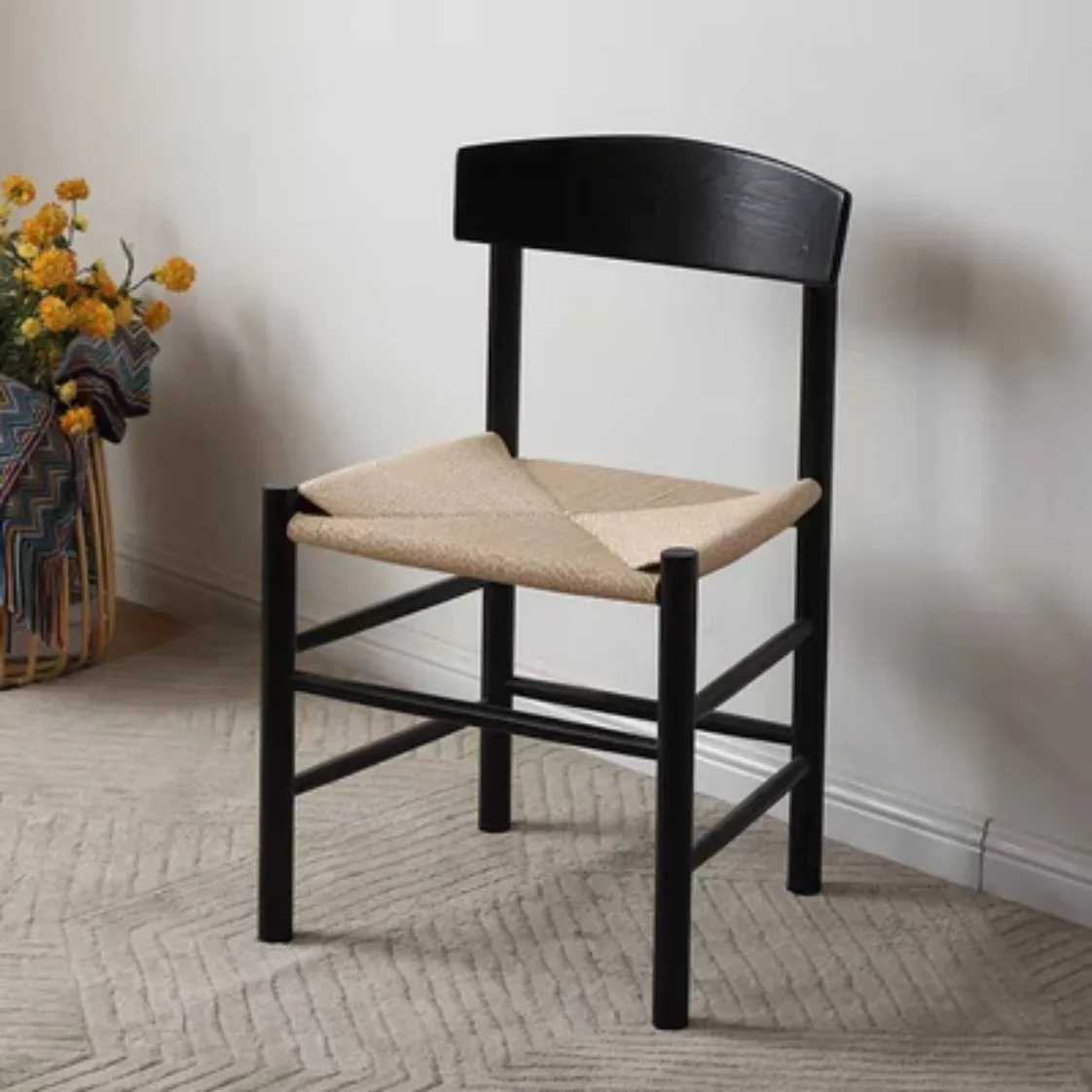 ins home oak dining table chairs Nordic style Japanese style log retro
