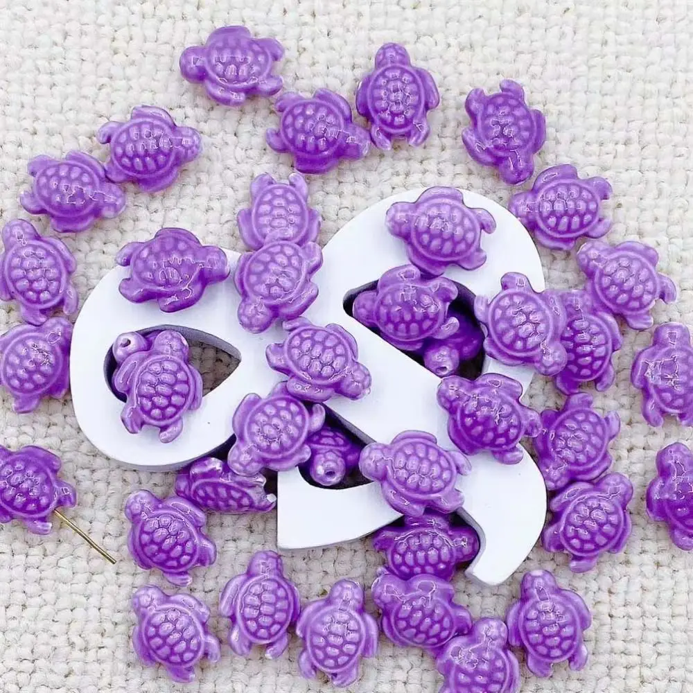 10pcs Handmade Craft Sea Turtle Bead Fresh Color Ceramic Ceramic Spacer Loose Beads Bracelet Making Kit Necklace Earrings