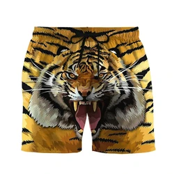 Men's Animal 3D Printed Leather Shorts Tiger Snake Zebra Print Shorts Outdoor Beach and Street Sports Swimwear Summer Fashion