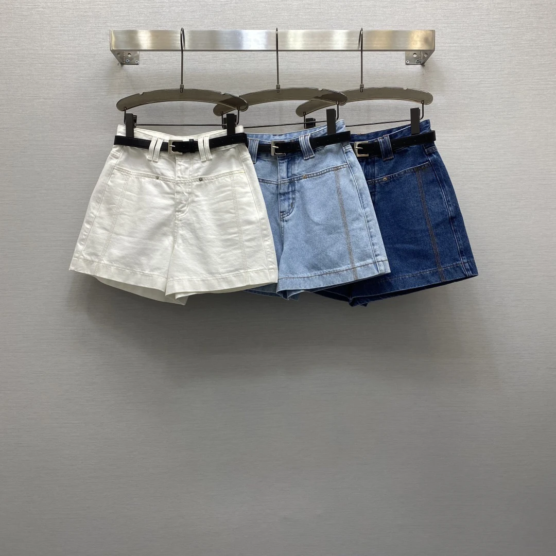 

Korean Denim Shorts 2025 New Women Summer Fashion Casual High Waist Jeans Pocket Hot Pants Streetwear Blue Trousers
