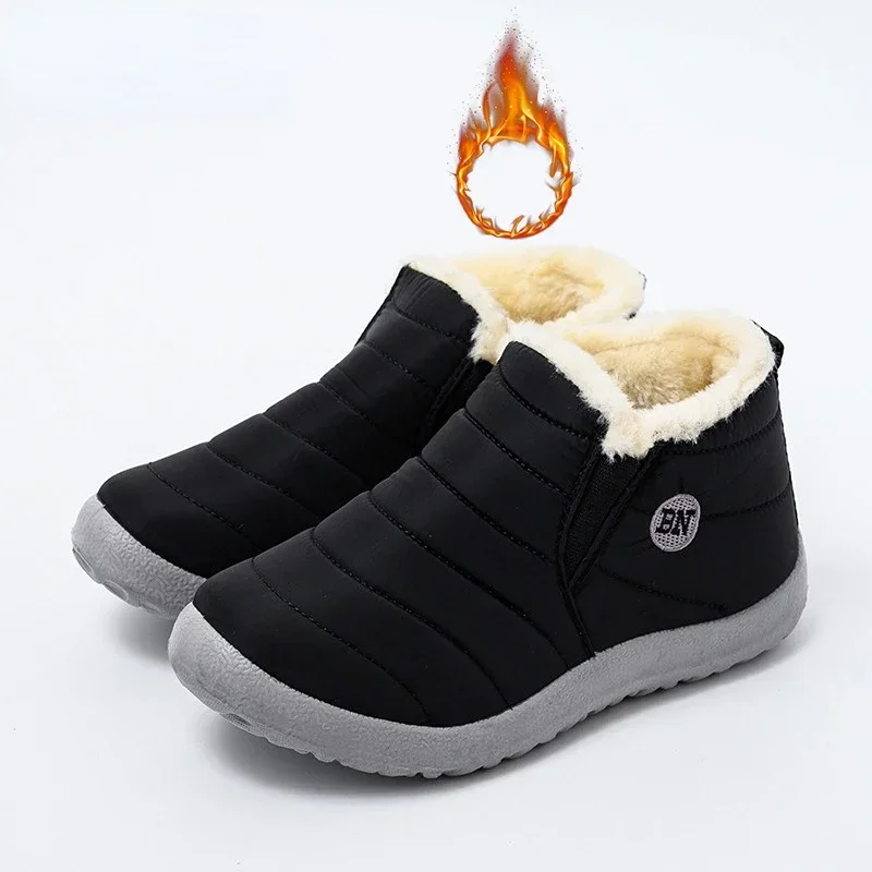 Men Boots Winter Waterproof Cotton Shoes for Men Women Light Slip on Flat Ankle Boots Plus Size 47 Unisex Snow Boots Zapatillas