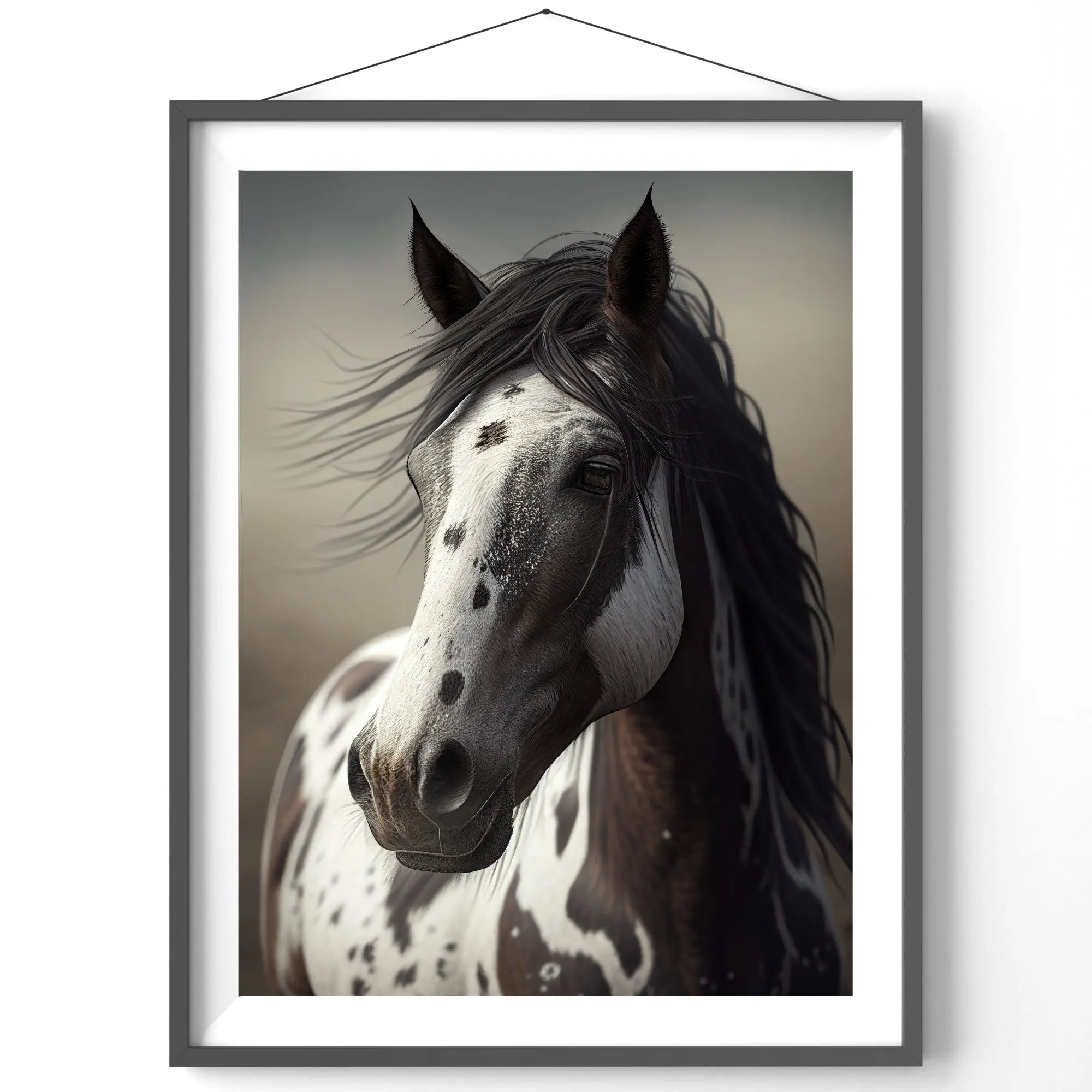 Black and White Spotted Horse Beautiful Equine Poster Print Wall Art Pictures Canvas Painting Living Room Bedroom Home Decor