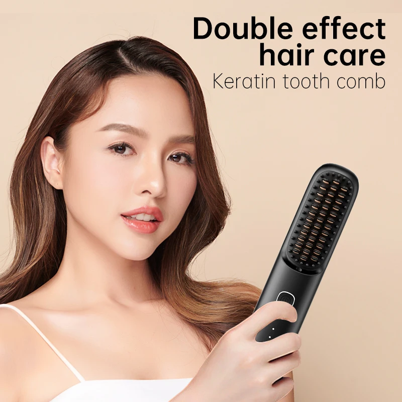 Wireless Portable Hair Straightening Comb Negative Ion Hair Care Straightener Curling Iron Hair Straightener Dual Purpose