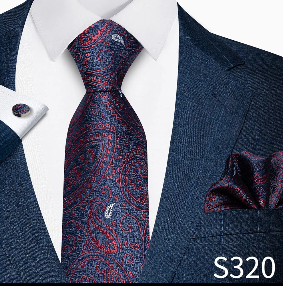 Hochwertiges 8-cm-Krawatten-Einstecktuch-Set für Herren, schwarz, blau gestreift, Hochzeitsgeschenk, Krawatte, Anzug-Accessoires, passend für den Arbeitsplatz – Detail 5