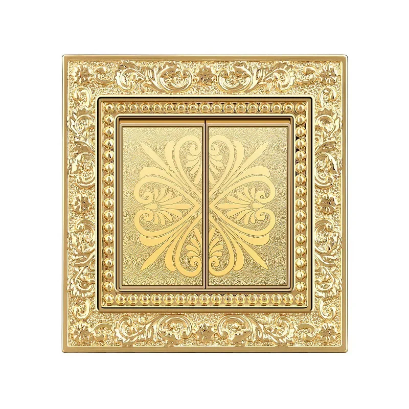 Luxe vintage drukknopschakelaar 1/2/3/Gang 2-weg, EU Frankrijk standaard koperen wandcontactdoos, universele licht- en stroomschakelaar voor thuis