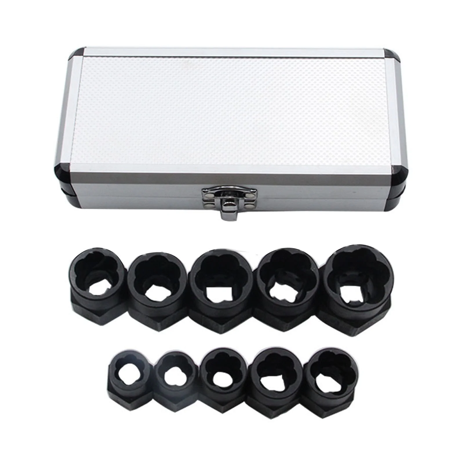 10 Pcs Bolt Extractor Set Strong Grip Chrome Vanadium Steel High Strength Black Bolt Nut Extractor Removal Tool