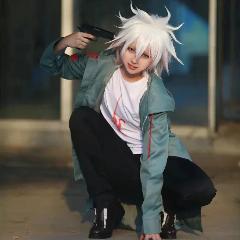 Anime Danganronpa 2 Nagito Komaeda Strój Cosplay Peruka Zestaw Boże Narodzenie Halloween Karnawał Przebranie Nagito Komaeda Mundurek
