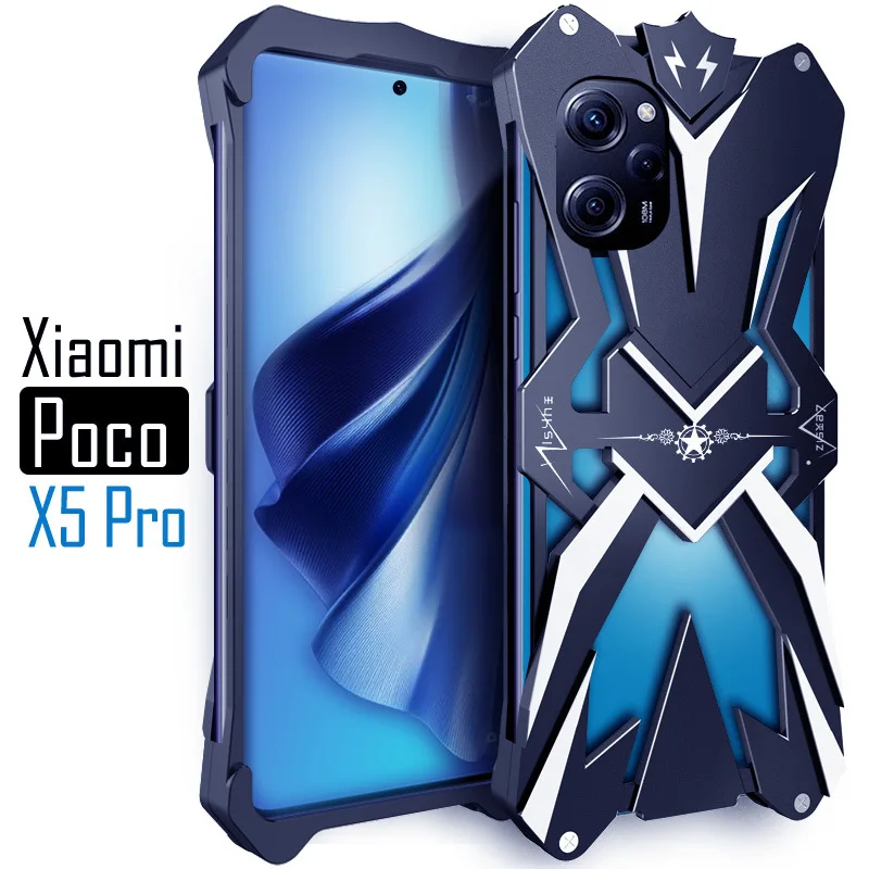 

For Poco X5 F6 Pro Zimon Luxury Thor Heavy Duty Armor Metal Aluminum Mobile Phone Case For Xiaomi Poco X5 F5 F6 Pro Cover Cases