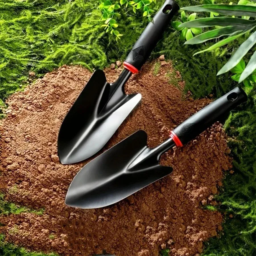 Hardened Carbon Steel Non Slip Rubber Ergonomic Handle Garden Trowel Heavy Duty Hand Shovel for Potting Soil Digging Planting