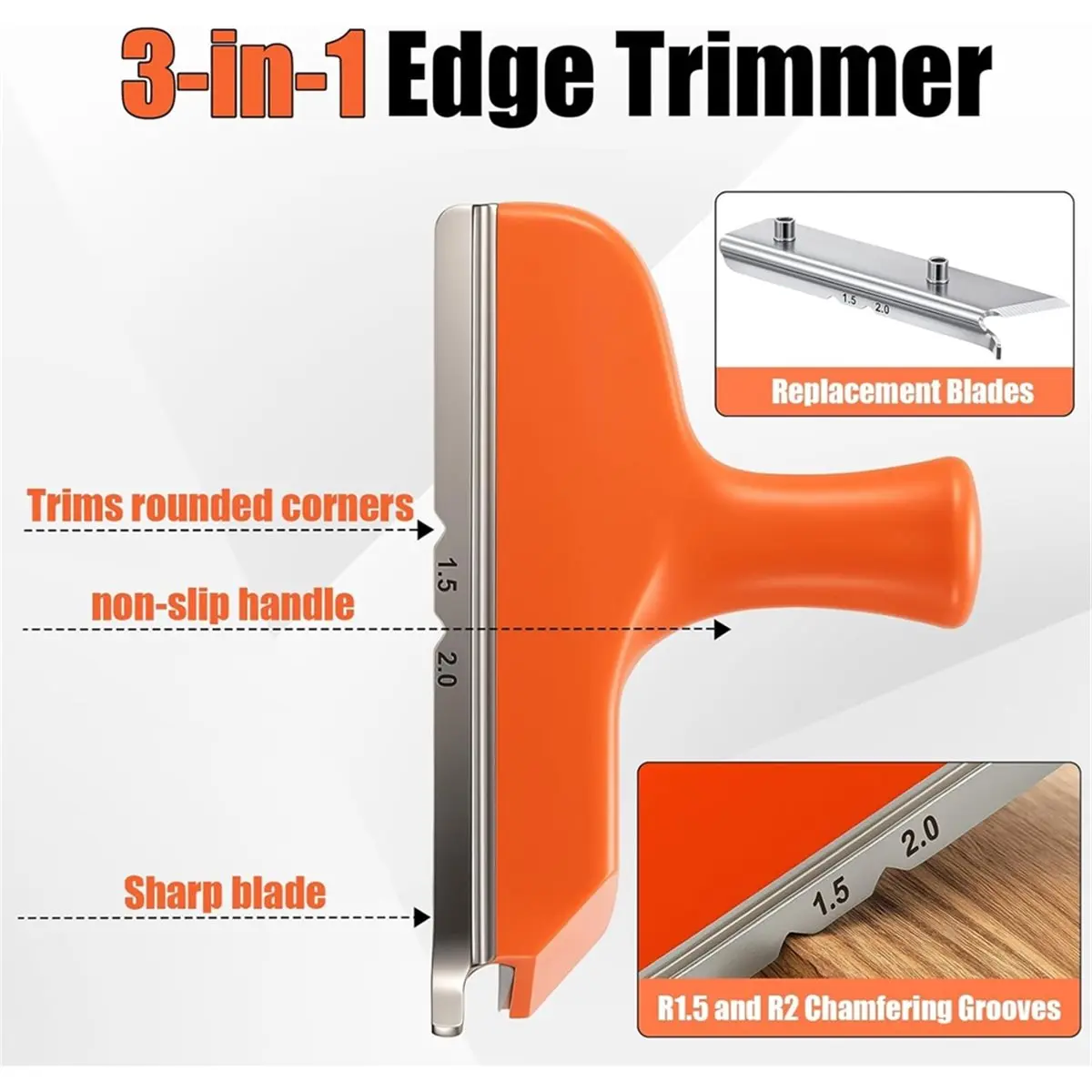 618 Mega Sale Edge Banding Trimmer with Carbon Steel Extra Replacement Blades for Deburring Veneer, PVC, ABS on Straight Curved