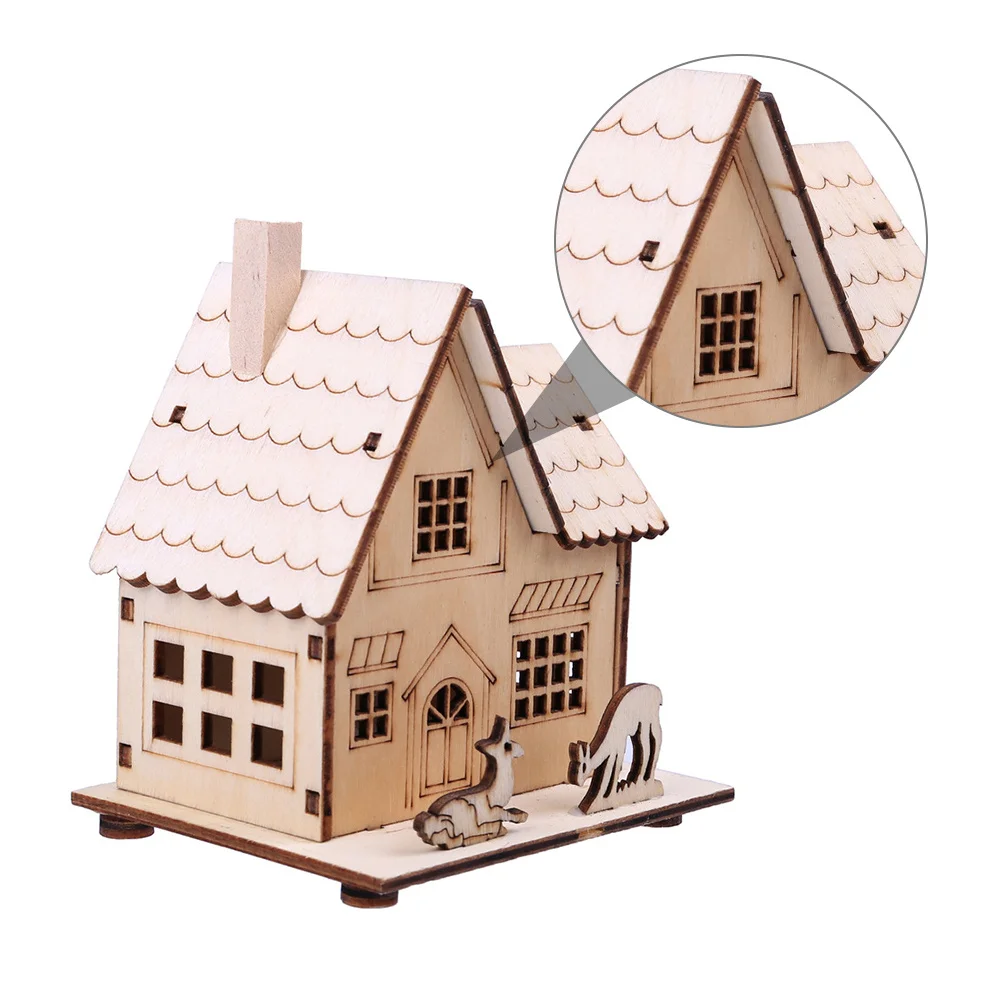 

Wooden Luminous Christmas Cabin Led Illuminated House Decoration Holiday Party Desktop Ornament Xmas Wood House Decor