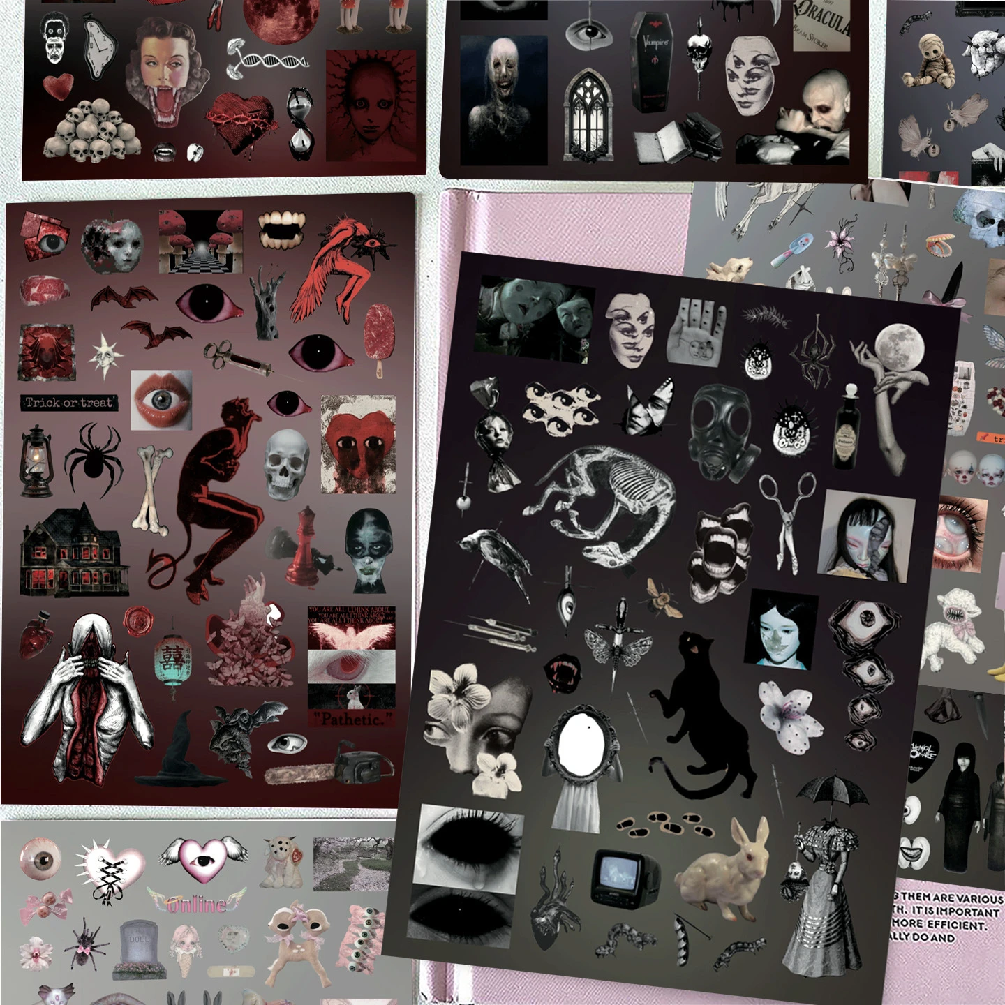16 Blatt Subkulturelle Gothic-Horror-Graffiti-Aufkleber Halloween DIY-Spielzeug für Telefon, Reisetasche, Ästhetische Aufkleber, Kreative Geschenke – Detail 2