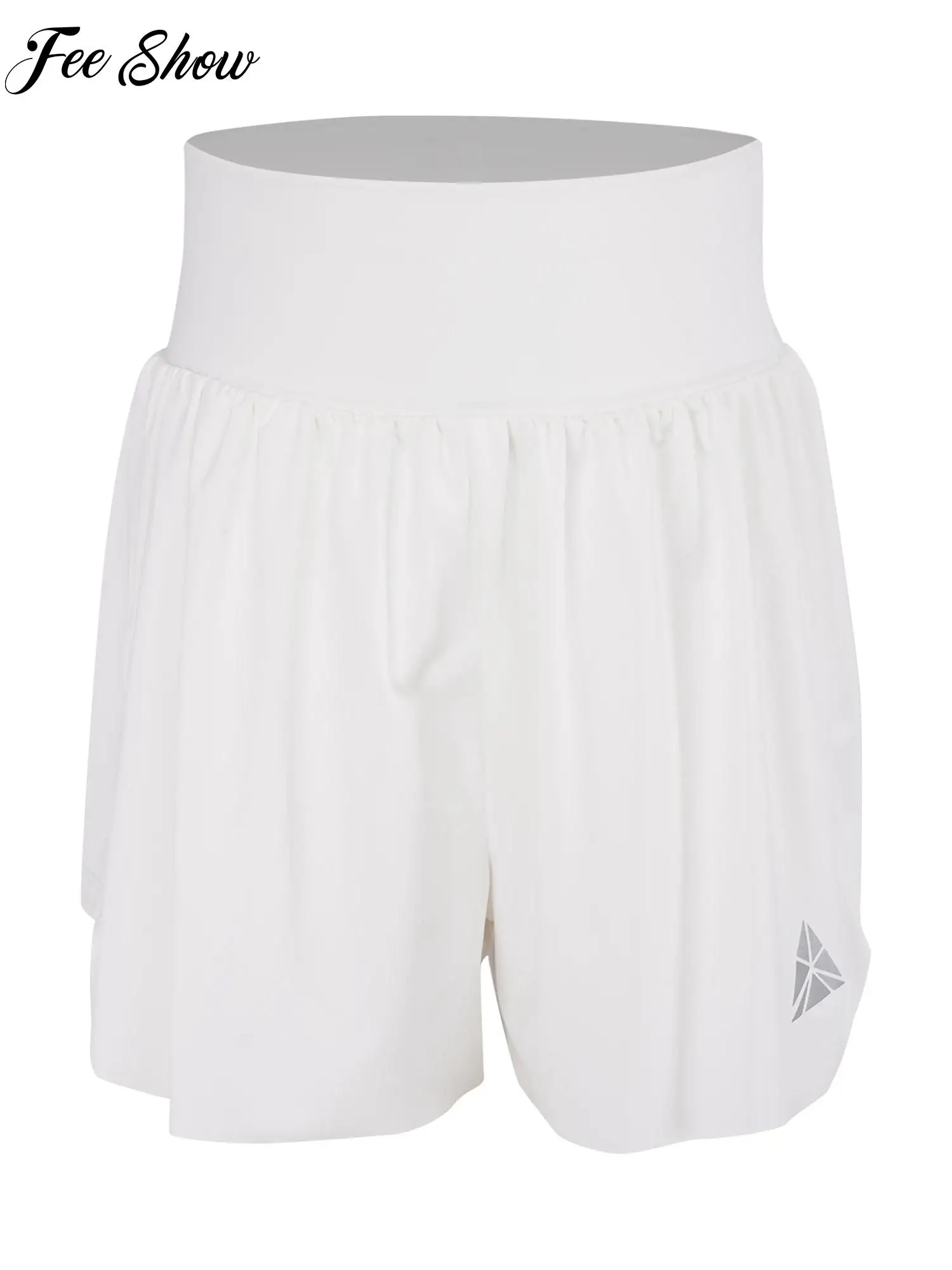 

Girls Quick Dry High Waist Shorts with Built-in Side Slit Elastic Waistband Breathable Lightweight for Badminton Tennis Cycling