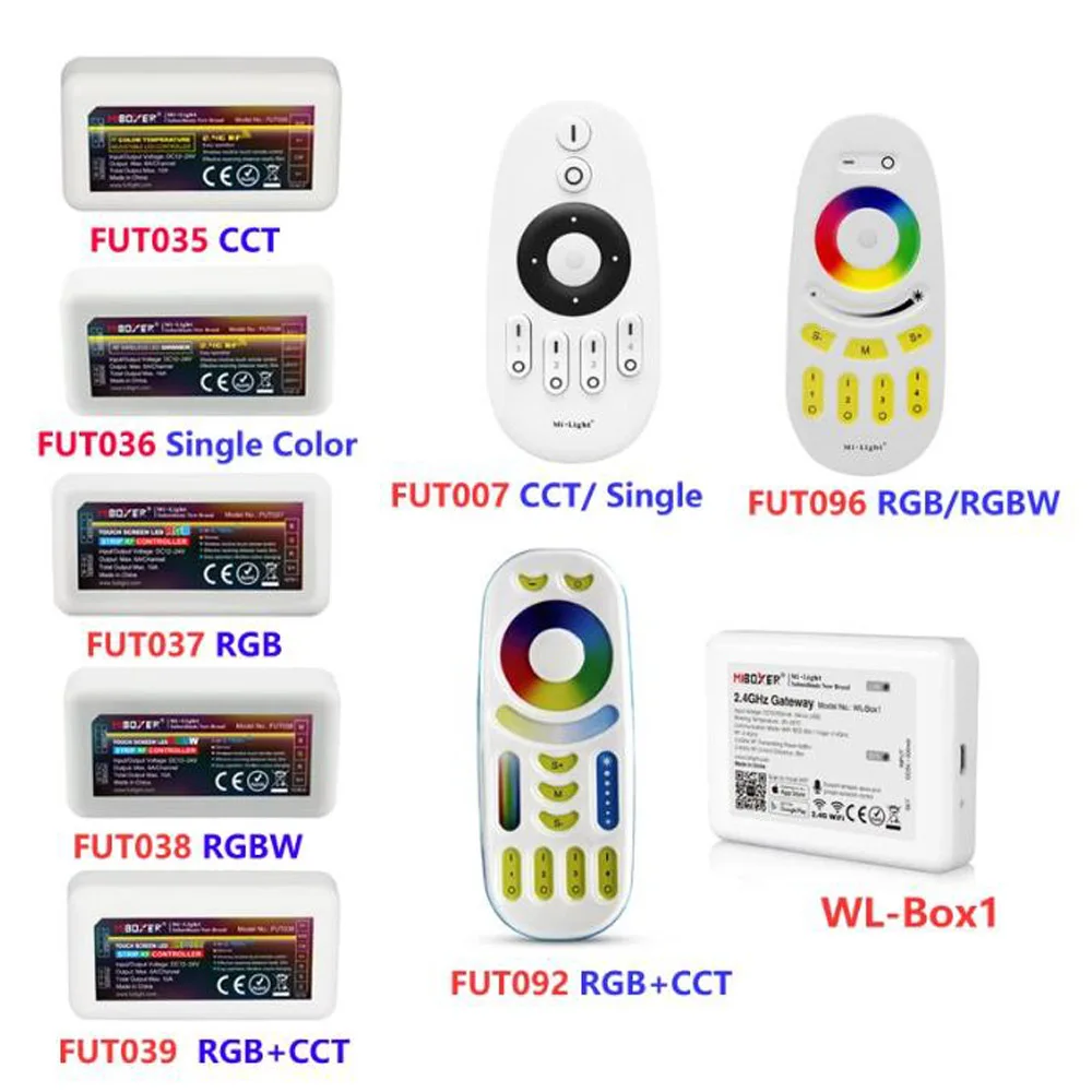 Mi Light RF 2.4G LED strip remote controller dimmer CCT RGB RGBW RGBCCT MiBOXER Milight FUT036 FUT038 FUT039 FUT096 WL5 WL-Box1