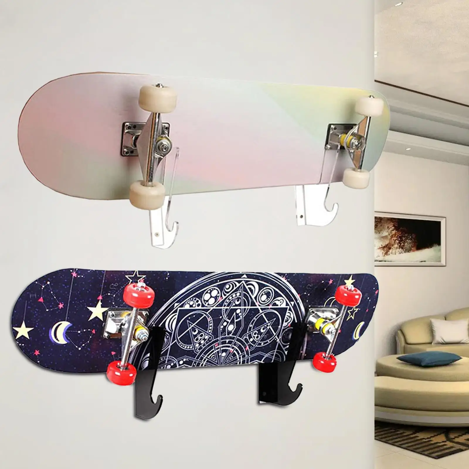 Skateboard Wall Mount Rack Storage Support Vertical Parts Surfboard Holder Snowboard Wall Hanger for Skis Living Room Bedroom