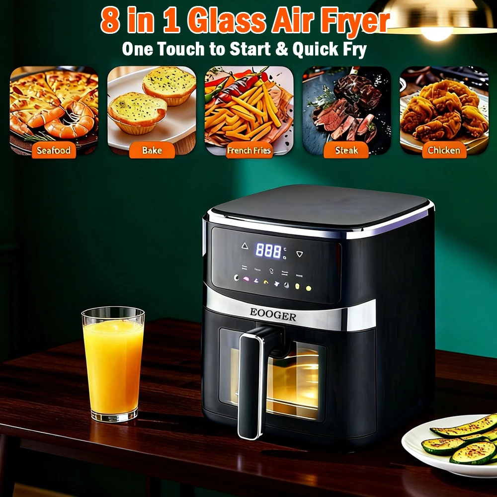 5.28 Qt Air Fryer Oven, Nonstick Cooker with Recipes, Oil Free, Electric Hot Air Fryer, Black view 4