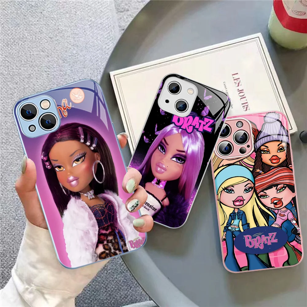 Cute Girl B-Bratzs D-Dolls Phone Case Tempered Glass For iphone 14 13 12 11 Pro Mini XS MAX 14Plus X XS XR Cover