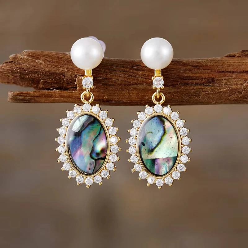 

Earrings Freshwater Pearls Abalone Shells Jewelry Luxurious Fashionable Design Gift Temperament New Wholesale