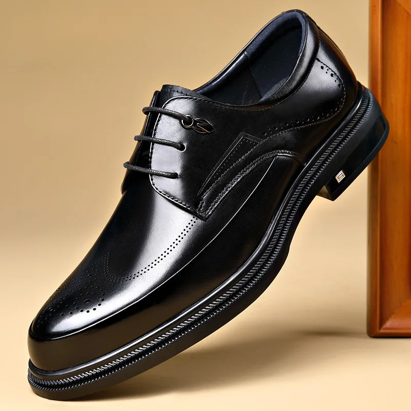 

High Quality Cowhide Groom Shoes Men's Leather Shoes Leather Business Dress Wedding Shoes