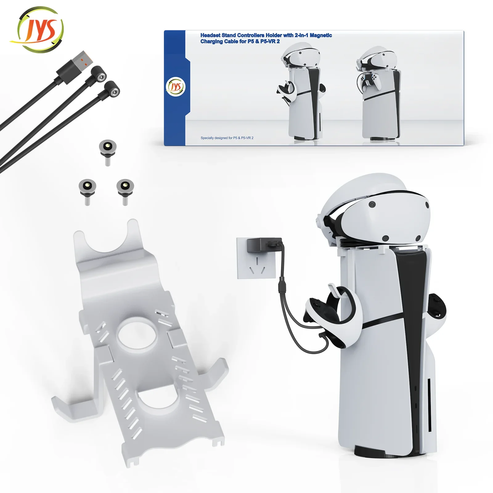 For PS5 slim host top VR storage bracket for VR2 handle rack with 1to2 magnetic suction charging wired