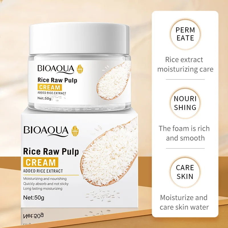 BIOAQUA White Rice Whitening  Face CreamMoisturizing Hyaluronic Acid Essence Moisturizing Anti-wrinkle Facial Cream Skin Care