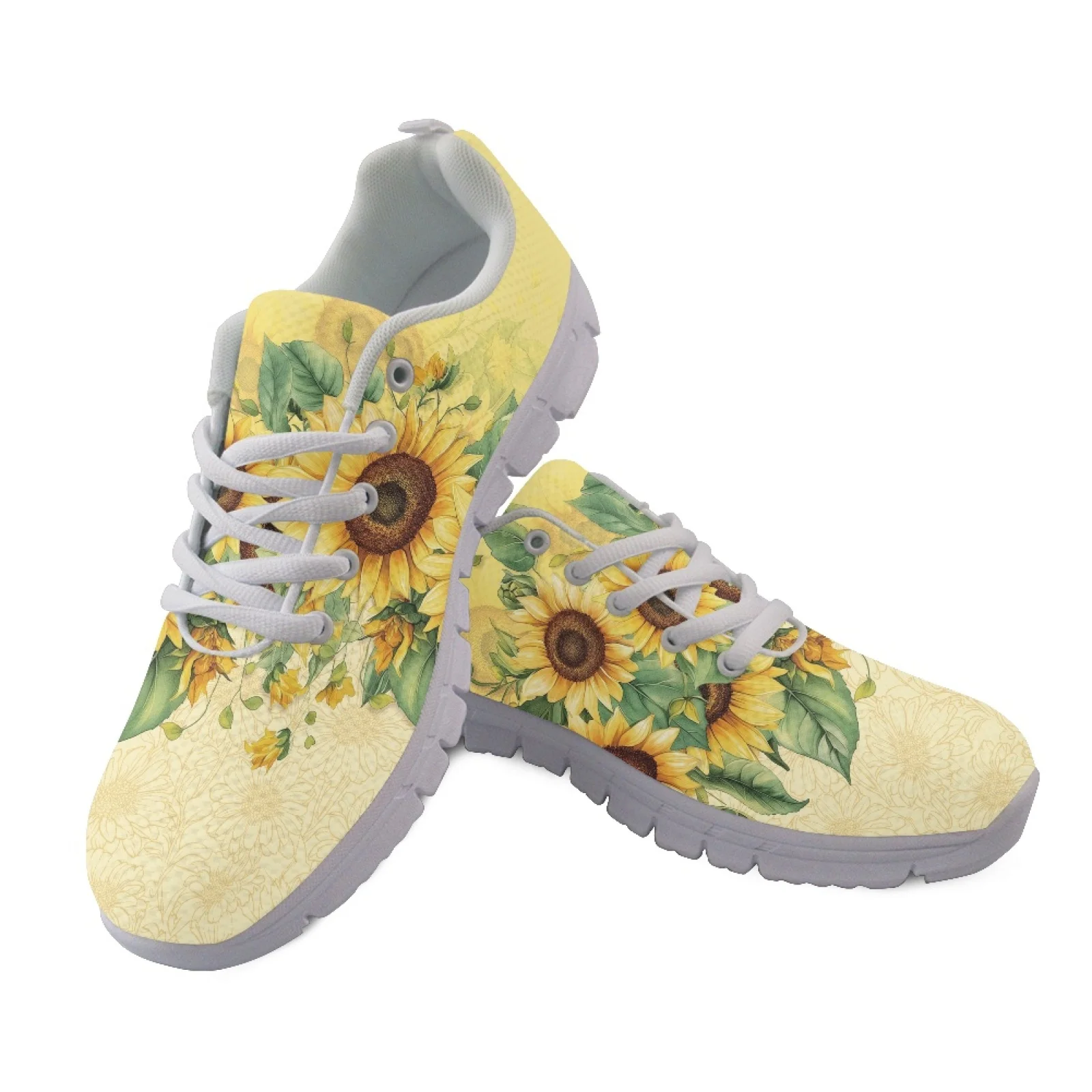Coloranimal Sunflowers Soft Running Sneakers for Women Mesh & EVA Sole Mens Athletic Trainers for Tennis