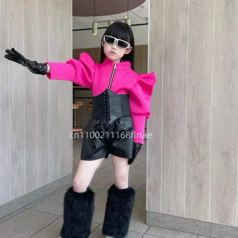 الفتيات رقص الجاز مشرق اللون زي T-المرحلة الراقية المرحلة زي الأطفال شارع الرقص الجاز ملابس رقص الاتجاه