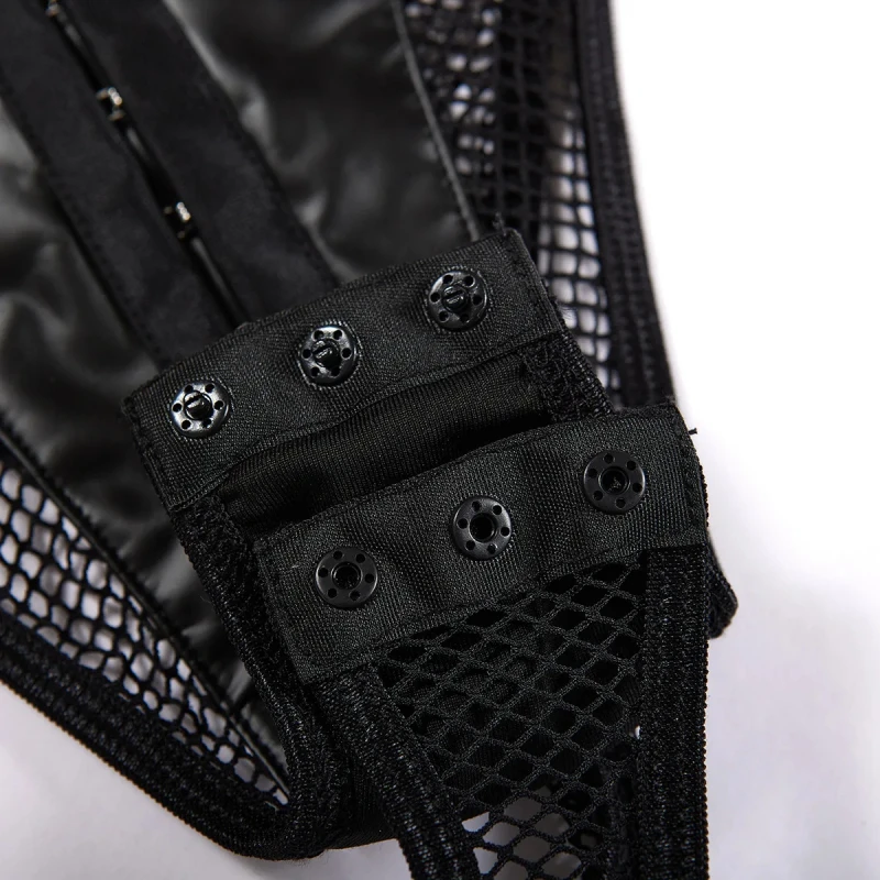 BikiniPULeather Bodysuit Lingerie Sexy Shapewear com Treinador de Cintura