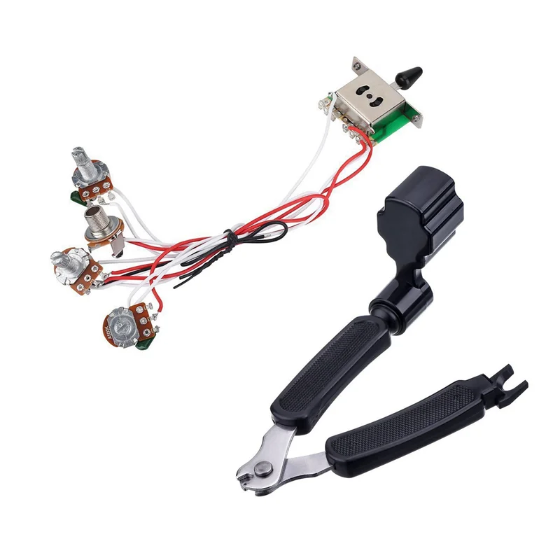 HOES-1 قطعة سلسلة الغيتار اللفاف سلسلة القاطع دبوس مجتذب و 1 قطعة الأواني ل Strat الغيتار سلكي مسبقا 5 طريقة التبديل 3-500 كيلو وعاء