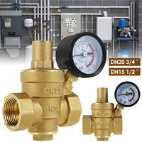 Water Pressure Reducer 3/4inch DN20 Brass Water Pressure Regulator Valve 1/2inch DN15 Adjustable Pressure Reducer with Pressure