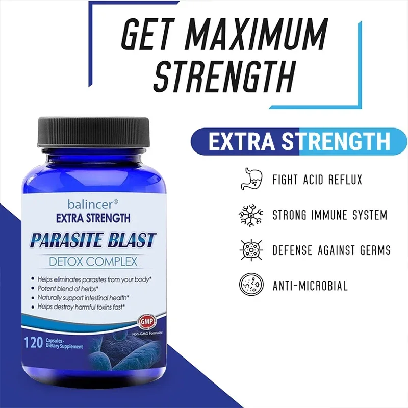 Antibacterial PARASITE BLAST, Removes All Body Parasites, Natural Gut Health, Cleans Colon Detox + Cleanse, Liver Immunity