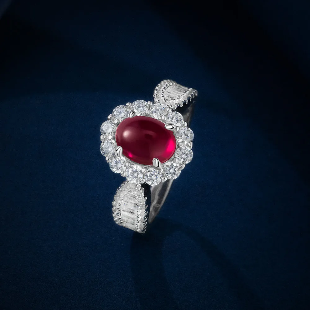 

Новое серебро S925, 2,2 карата, 6*8, культивированные рубиновые конфеты, модное стильное кольцо, свадебные украшения