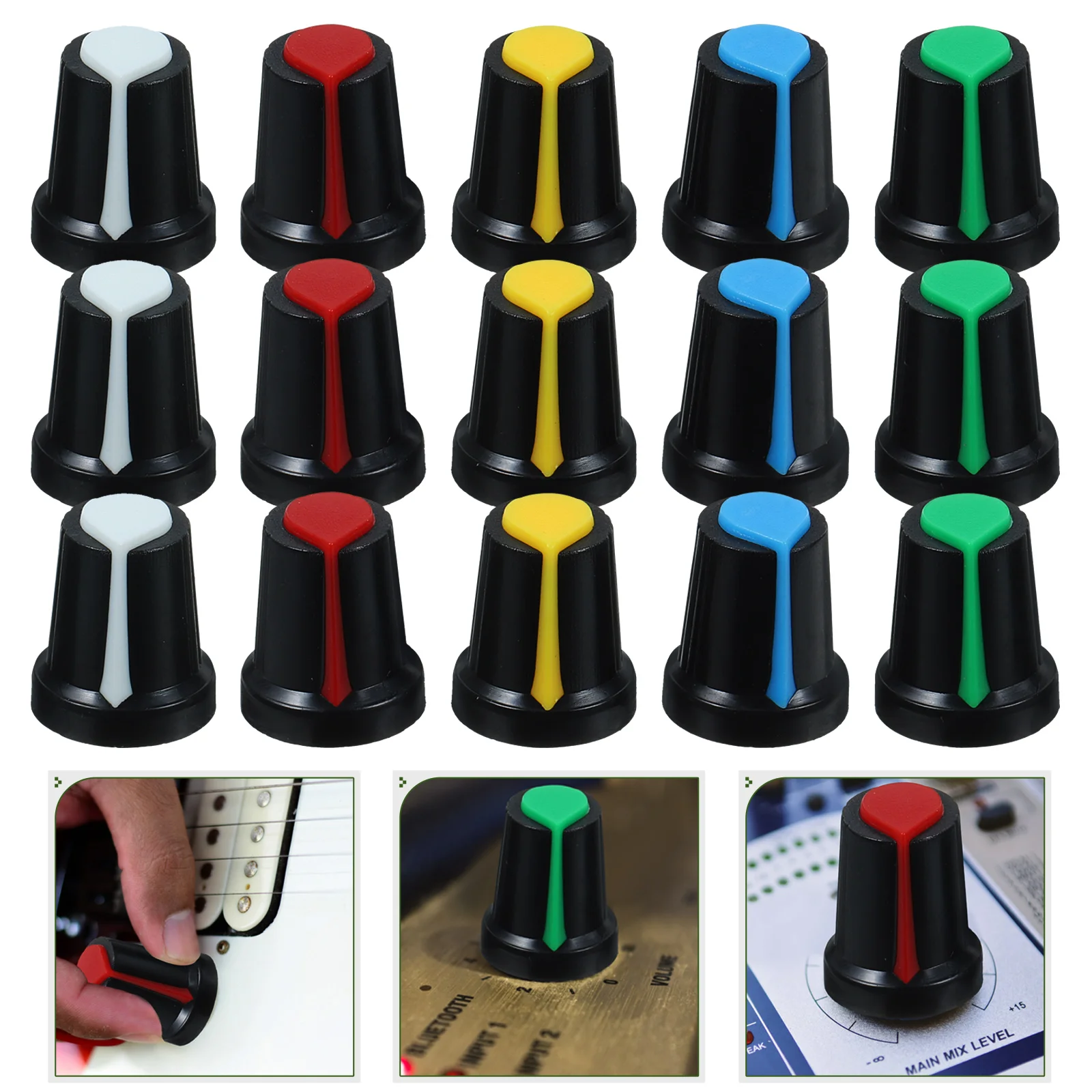 

50pcs Potentiometer Caps 6mm Shaft Guitar Control Knobs Caps Amp Volume Tone Control Parts Red Yellow White Green