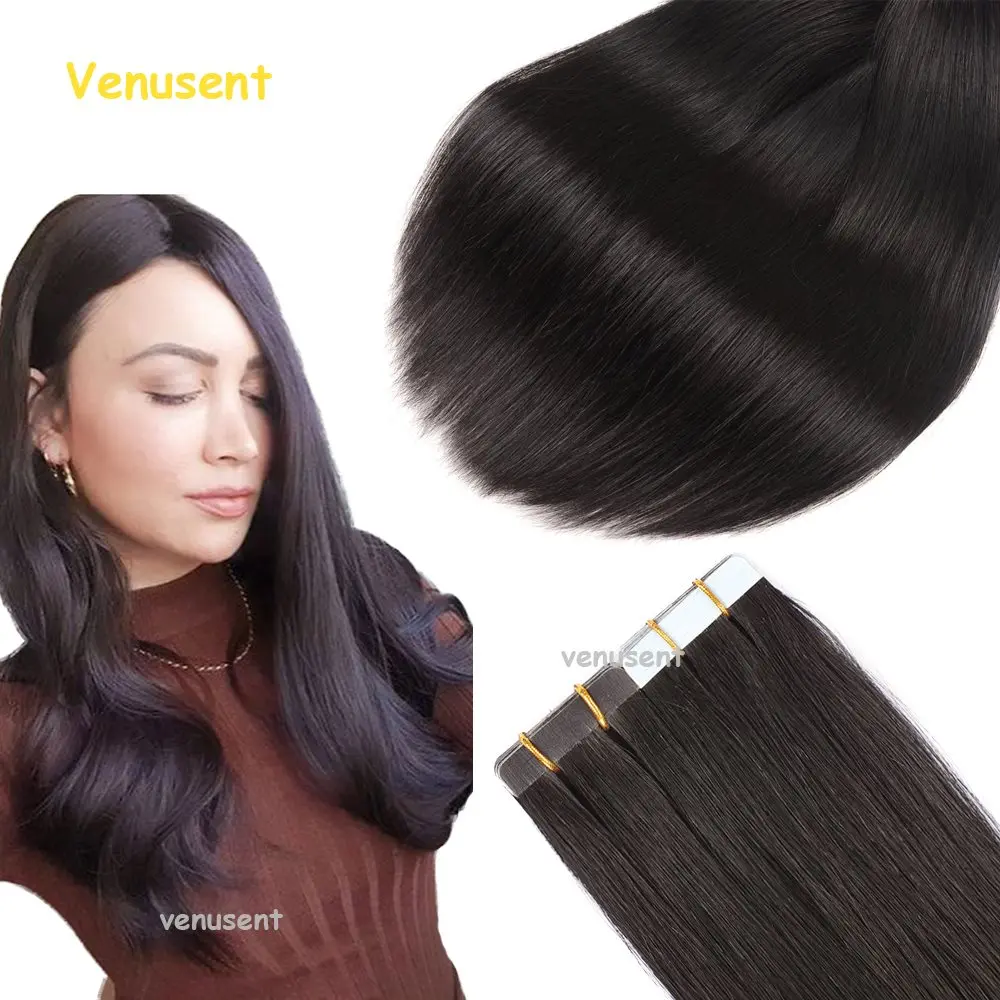 

26Inch PU Skin Weft Natural Hair Extensions Human Hair 8A Tape In Hair Extension Invisible Double Sides Adhesive For Women 40Pcs