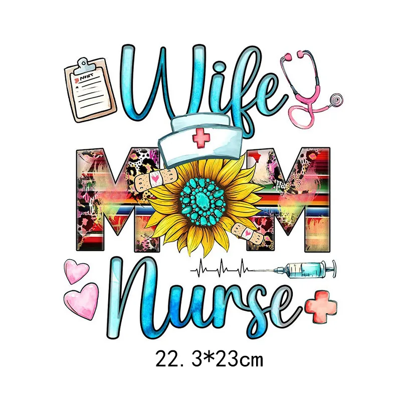 6 types of hospital nurse medical care DTF Thermo Sticker Decals Heat Transfer Clothes Clothing Crafts Ironing Diy Accessory