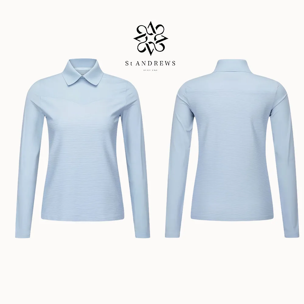 ST ANDREWS 2024 Autumn New Women's Golf Clothing Slim-fit Breathable Casual Versatile Long-sleeved Polo Shirt