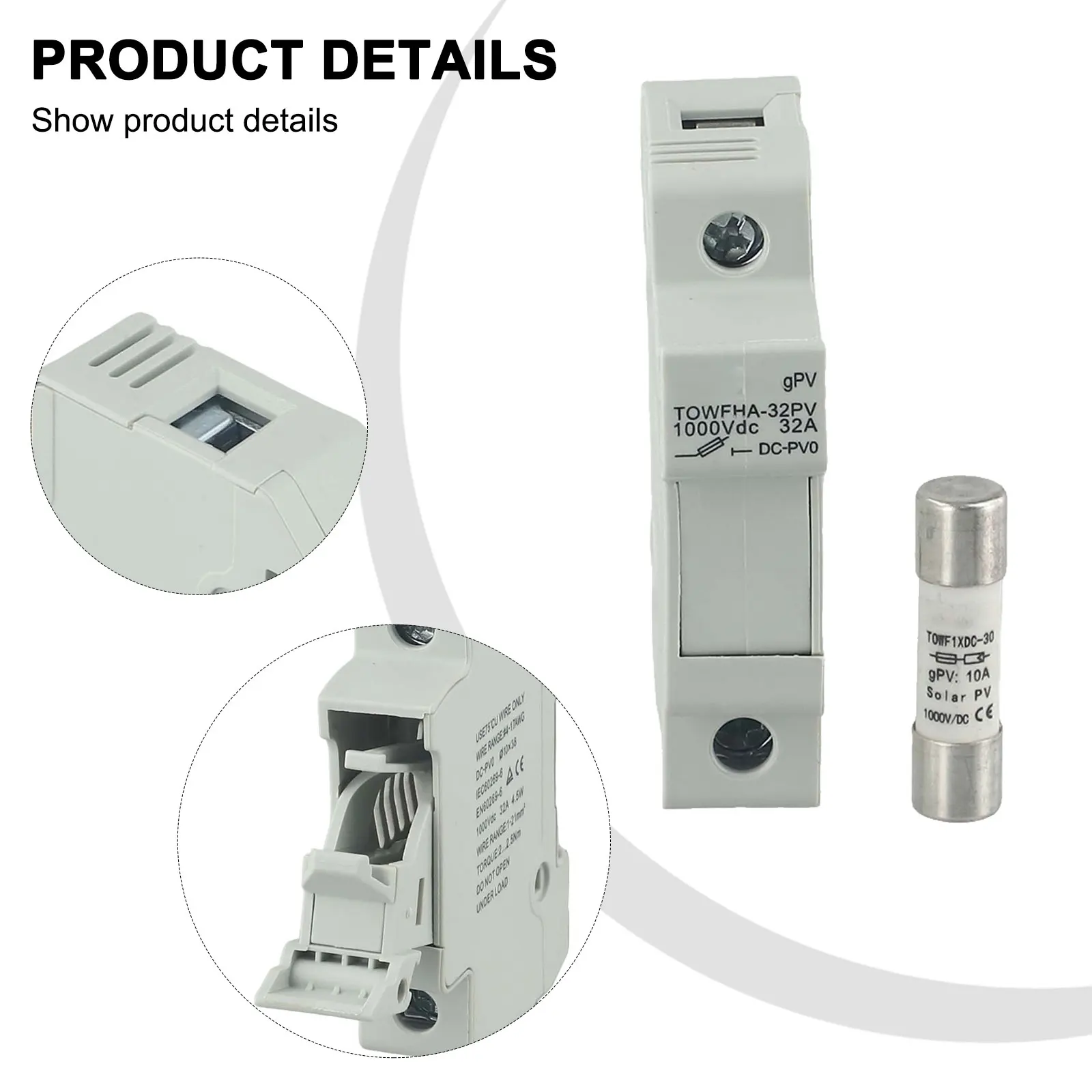 DC Fuse Fuse Holder Renewable Energy Projects 95*76*21 Mm 1000V Fuse Holder 10A PV Fuse 15A PV Fuse 20A PV Fuse