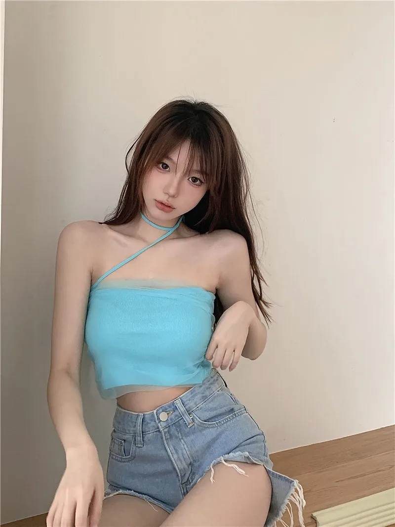 Pure Desire Damska Koszulka Bez Rękawów na Lato 2025 Ele Beautiful Ba Slim ort Top