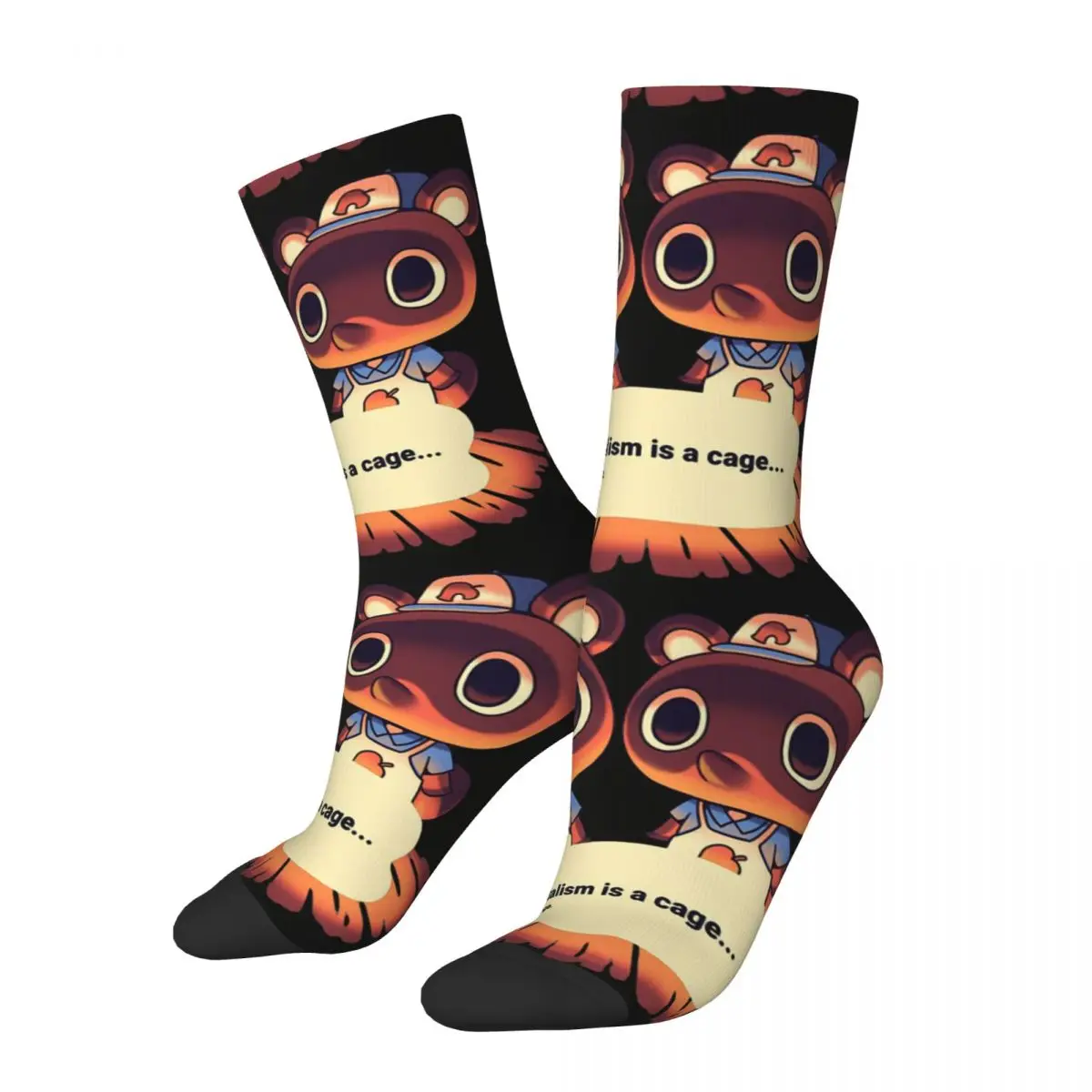 Funny Crazy compression Sock for Men Capitalism Is A Cage Hip Hop Harajuku Animal Crossing New Horizons Seamless Boys Crew Sock