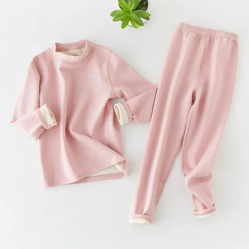 Thermal Underwear Set for Children Winter Boys Girls Long Johns Thick Warm Middle Collar Kids Homwear 14 15 Years Girl Clothes