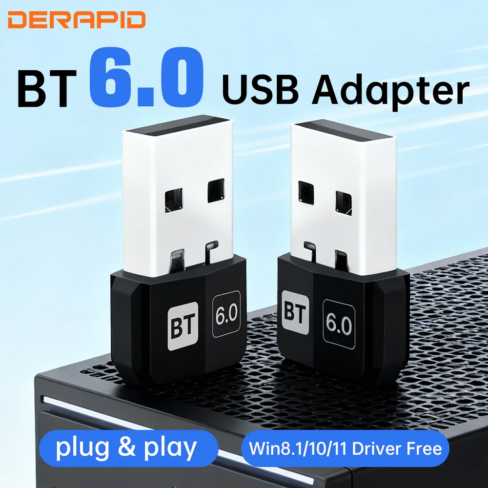 بلوتوث 5.4/6.0 USB محول لاسلكي جهاز ريسيفر استقبال وإرسال الصوت دونغل صغير للكمبيوتر المحمول سائق صغير مجاني Win10 Win11 #1