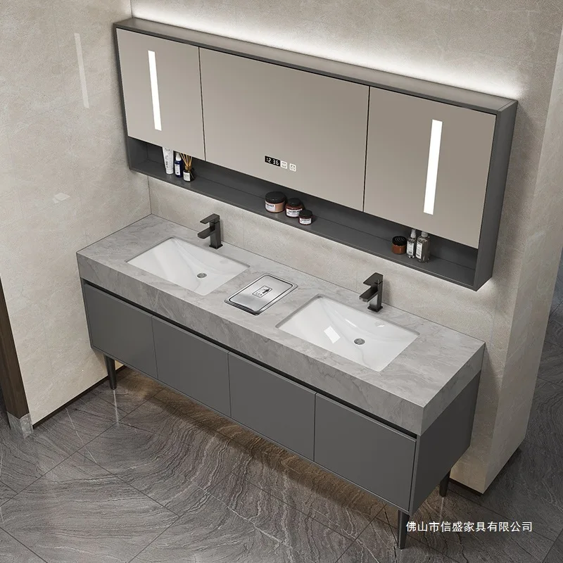Floor-to-ceiling Bathroom Cabinet Combination Public Toilet Washstand Double Basin Cocoa Order Washbasin Wash New Toilet Double