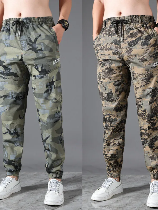 

Летние тонкие износостойкие камуфляжные брюки мужские, облегающие, для работы, повседневные, с манжетами, униформа для защиты труда