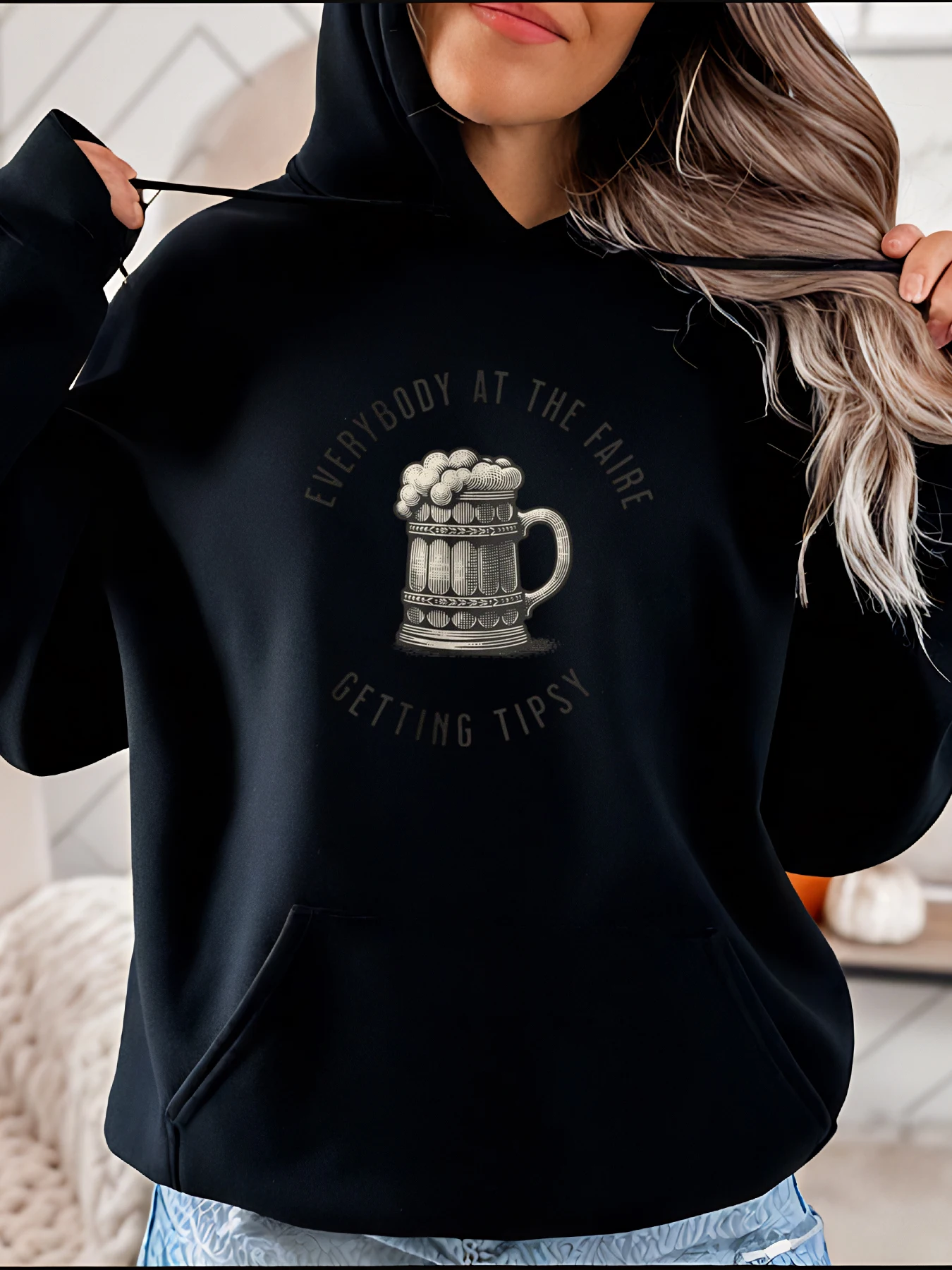 

Толстовка с принтом пивной кружки, повседневная толстовка с рисунком и карманом, женская повседневная одежда для вечеринок и отдыха