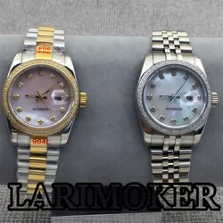 LARIMOKER 31MM NH05 Luxury Decorative Diamond Women‘s Watch White Shell Dial Diamond Index Sapphire Glass
