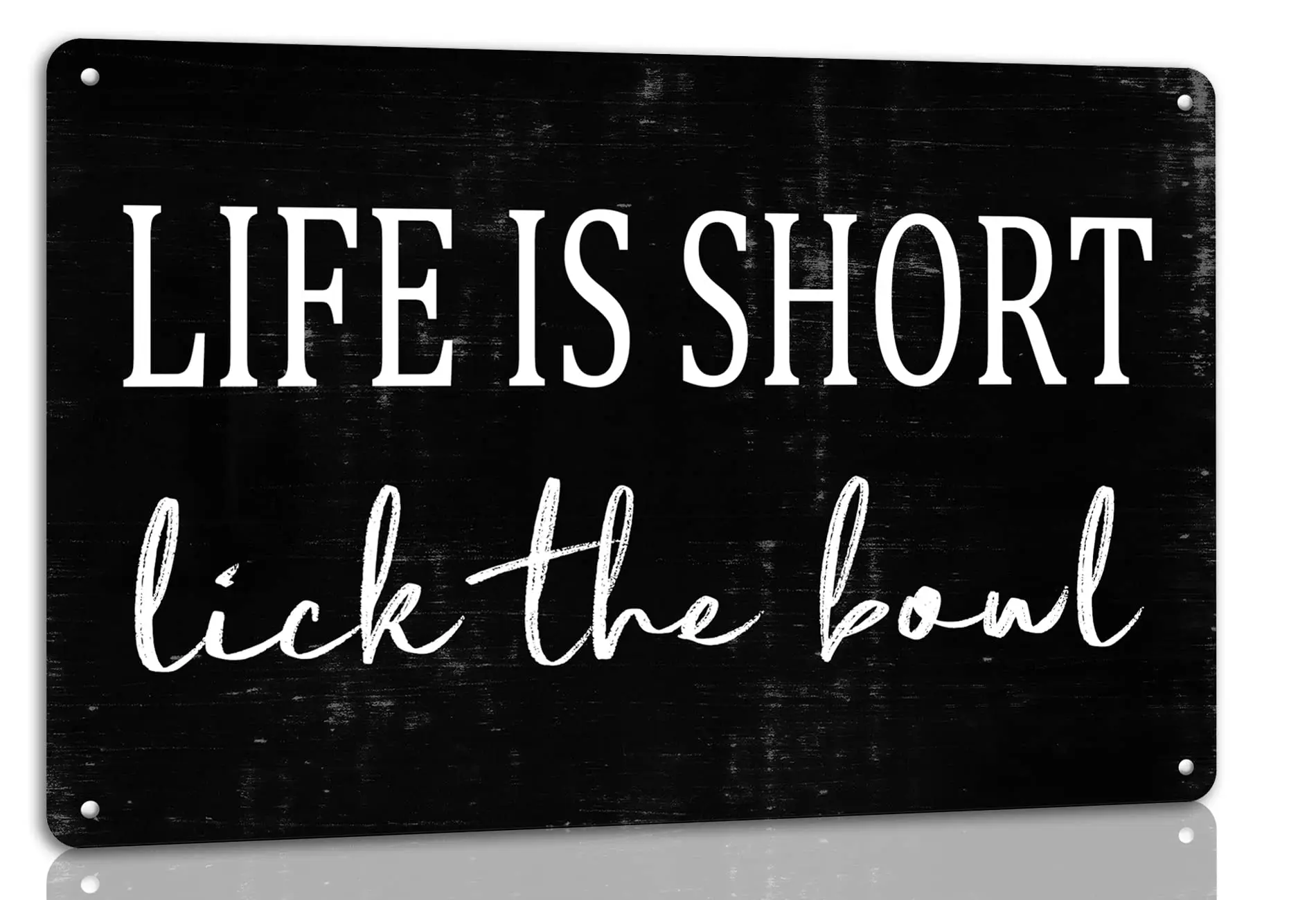 Life is Short Lick the Bowl Metal Tin Sign Funny Kitchen Signs Bathroom Decor for Home Living Room Bathroom Wall Decoration 8x12